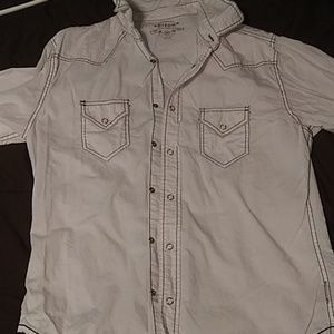 Long sleeve pearl snap dress shirt